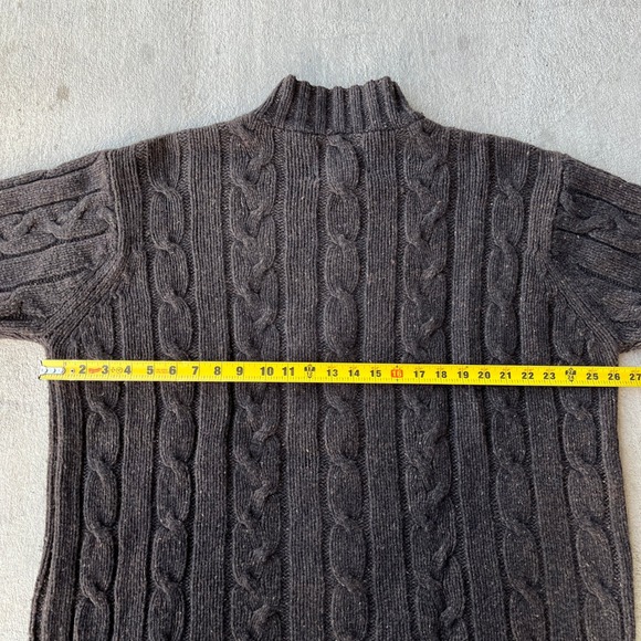 VTG American Eagle Donegal Cable Knit Mock Neck Sweater Men XL Brown Wool Blend - Picture 5 of 6